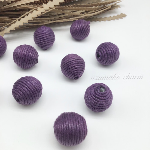 ぐるぐるまきビーズチャーム パープル 6個 チャーム Dwarf 通販  