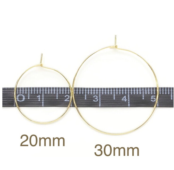 高品質　本ロジウム　20mmフープピアス　2ペア 3枚目の画像