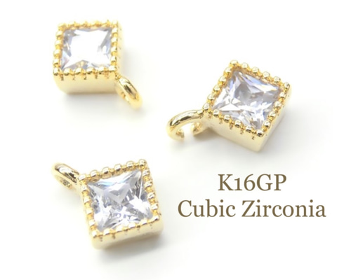 k16gp キュービックジルコニア 馬蹄チャーム 2個