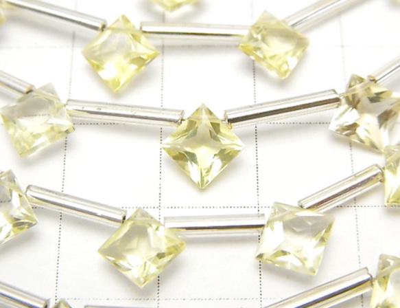 宝石質ブラジル産レモンクォーツ ダイヤプリンセスカット８mm 2枚目の画像