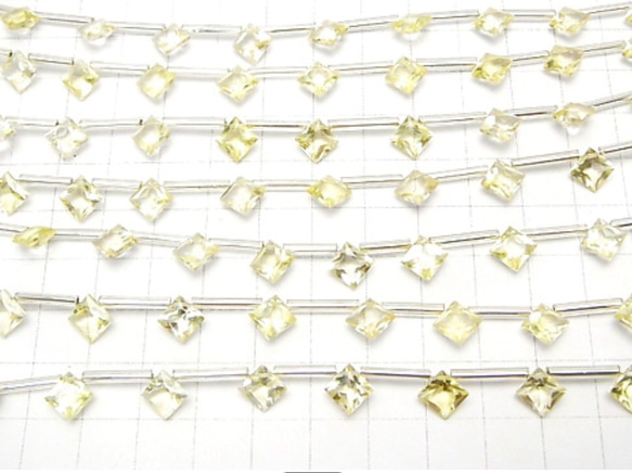 宝石質ブラジル産レモンクォーツ ダイヤプリンセスカット８mm 3枚目の画像