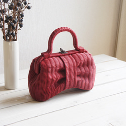 basket bag / ribbon / red 第4張的照片