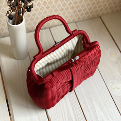 basket bag / ribbon / red 第5張的照片