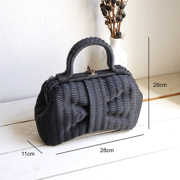 basket bag / ribbon / black 第2張的照片