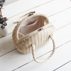 basket bag - round（ivory） 第3張的照片