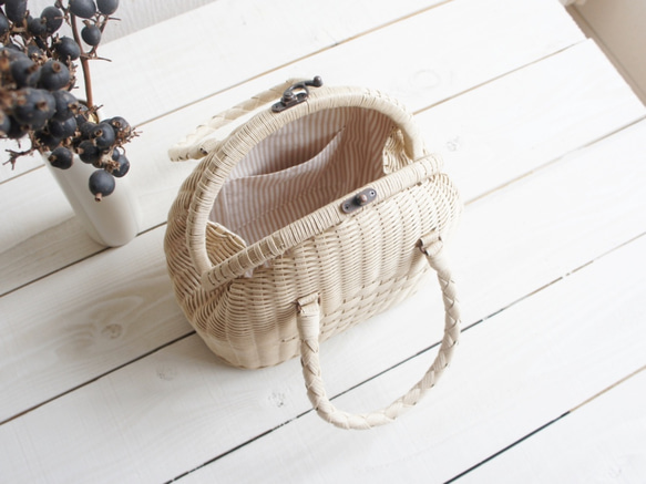 basket bag - round（ivory） 第3張的照片