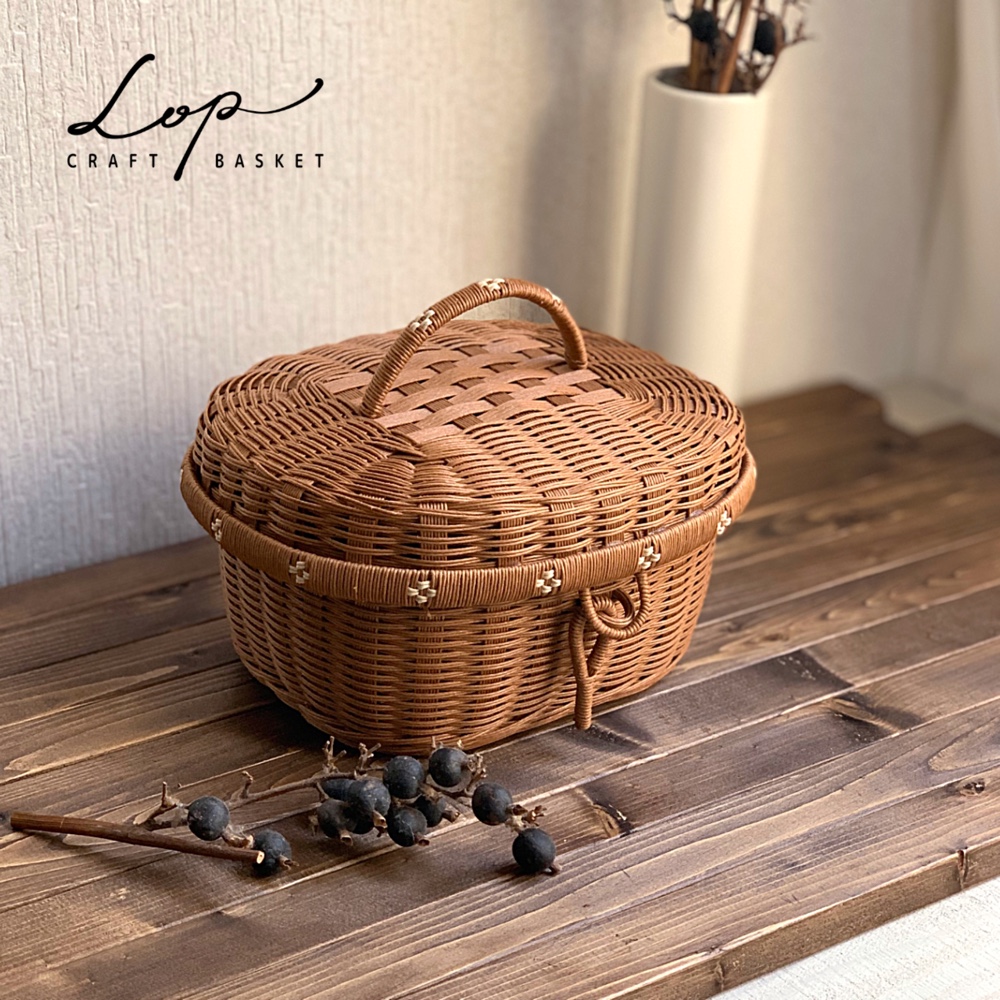 lapu-lapuバスケットファー蓋付きかごバッグ収納小物入れ