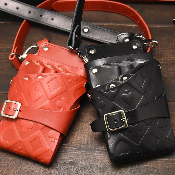 キャメル＆焦げ茶6丁革ベルト付き本革シザーケースSCL-154/CCA キャメル