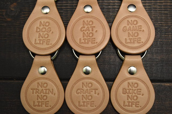 NO CAT NO LIFE　レザー　キーホルダー　本革　クラフト　ハンドメイド 3枚目の画像