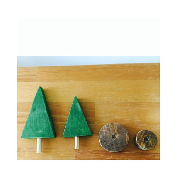 三角樹2件（木製品） 第3張的照片