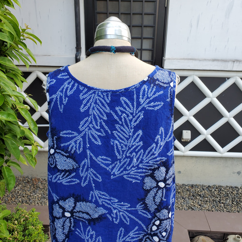 着物リメイク 手作り 素敵な色柄 涼しい 有松絞り ワンピース