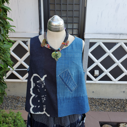 着物リメイク 古布 手作り 半纏 刺し子ふろしき ベスト ワンピース 
