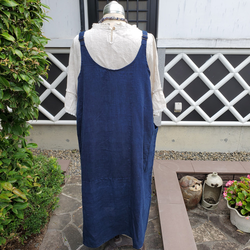 着物リメイク 古布 手作り BORO 襤褸 藍無地と筒描き ジャンパー  