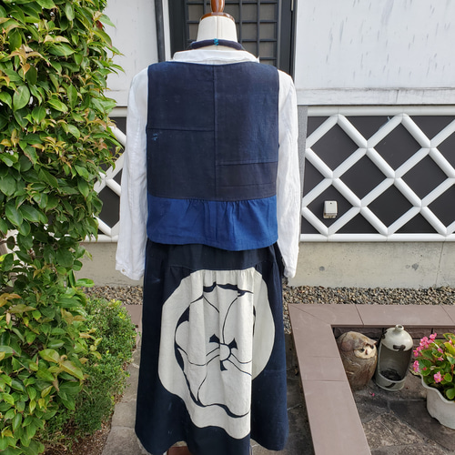 着物リメイク 古布 手作り 紋 ベストスーツ ワンピース