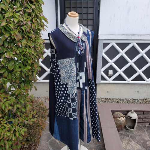 エプロン(エプロンスカート) ハンドメイド 絣(古布)パッチワーク