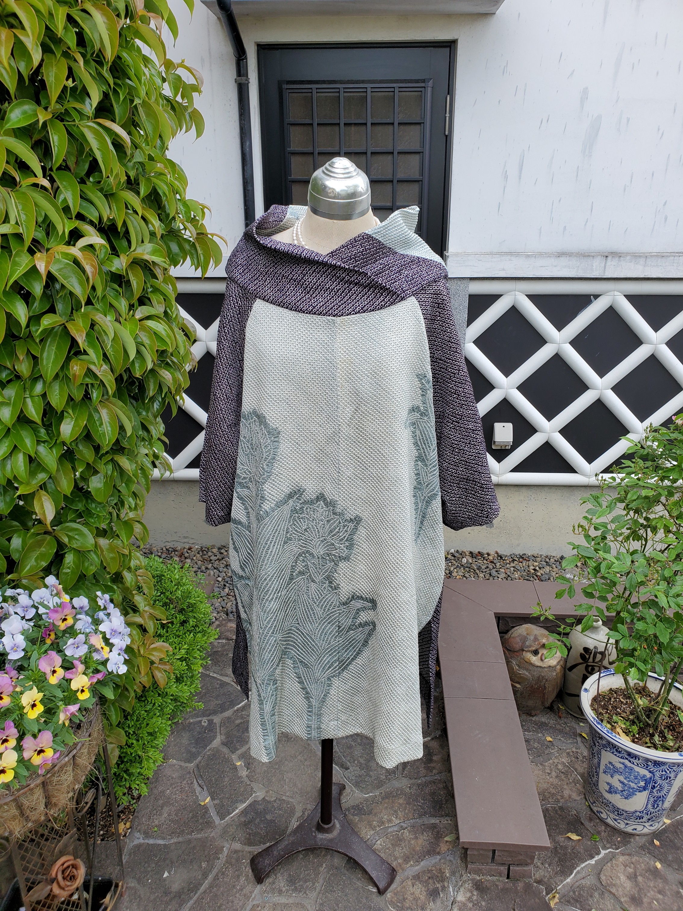 着物リメイク 古布 手作り 素敵な色柄 しぼり リメイク チュニック