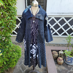 リリィページです　　　着物リメイク　紬　正絹　パッチワークワンピース 着物リメイク 手作り 絣 絵絣 パッチ ワンピース ワンピース