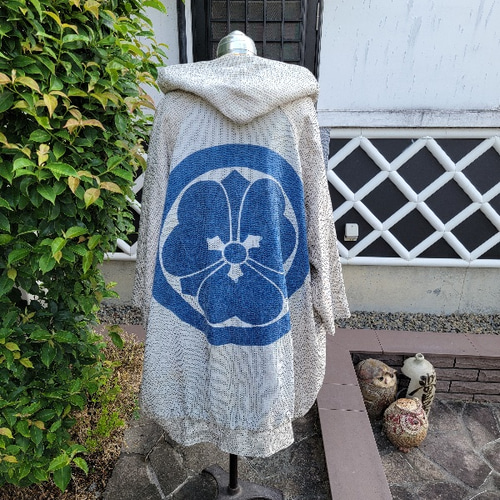 古布リメイク紅花染めジャケット 刺し子 古布リメイク紅花染め刺し子