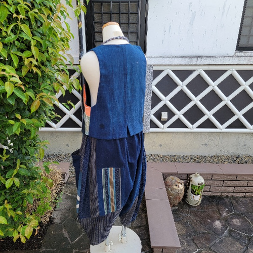 着物リメイク 古布 手作り リバーシブルベストとパッチワーク