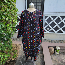 着物リメイク 古布 手作り かわいい柄 久留米絣 ワンピース ワンピース