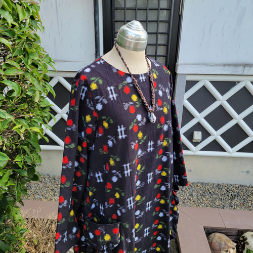 着物リメイク 古布 手作り かわいい柄 久留米絣 ワンピース