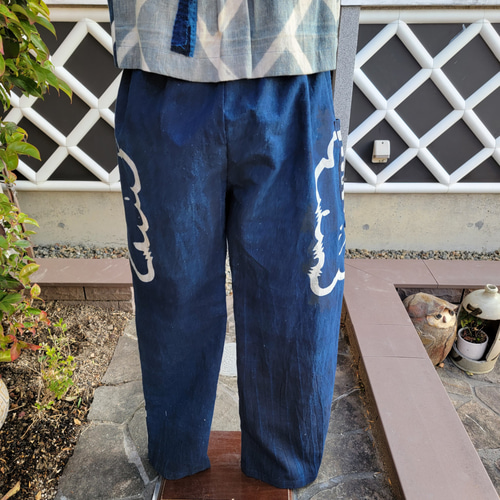 着物リメイク 古布 手作り 半纏 ベストとパンツ 上下セット ワンピース  