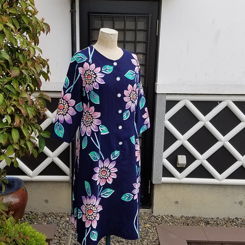 浴衣リメイク 手作り かわいい花柄 ワンピース ワンピース hanahukujun  