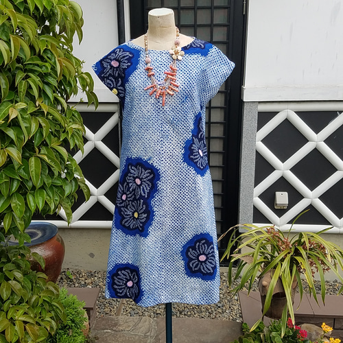 身幅53【有松絞り-カトレアのワンピース】浴衣リメイク fit=scale-down,w=1200