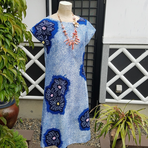 浴衣リメイク 手作り 有松絞り ワンピース ワンピース hanahukujun