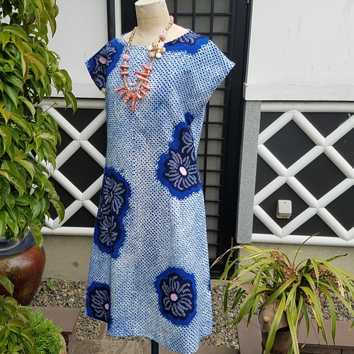 浴衣リメイク 手作り 有松絞り ワンピース ワンピース hanahukujun