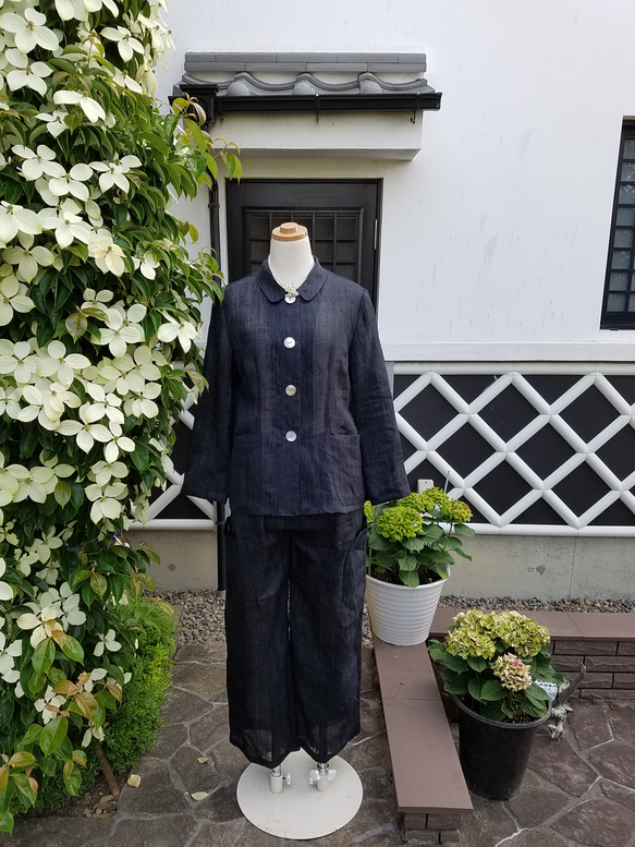 着物リメイク 手作り タテジマ 上布 パンツスーツ その他素材 
