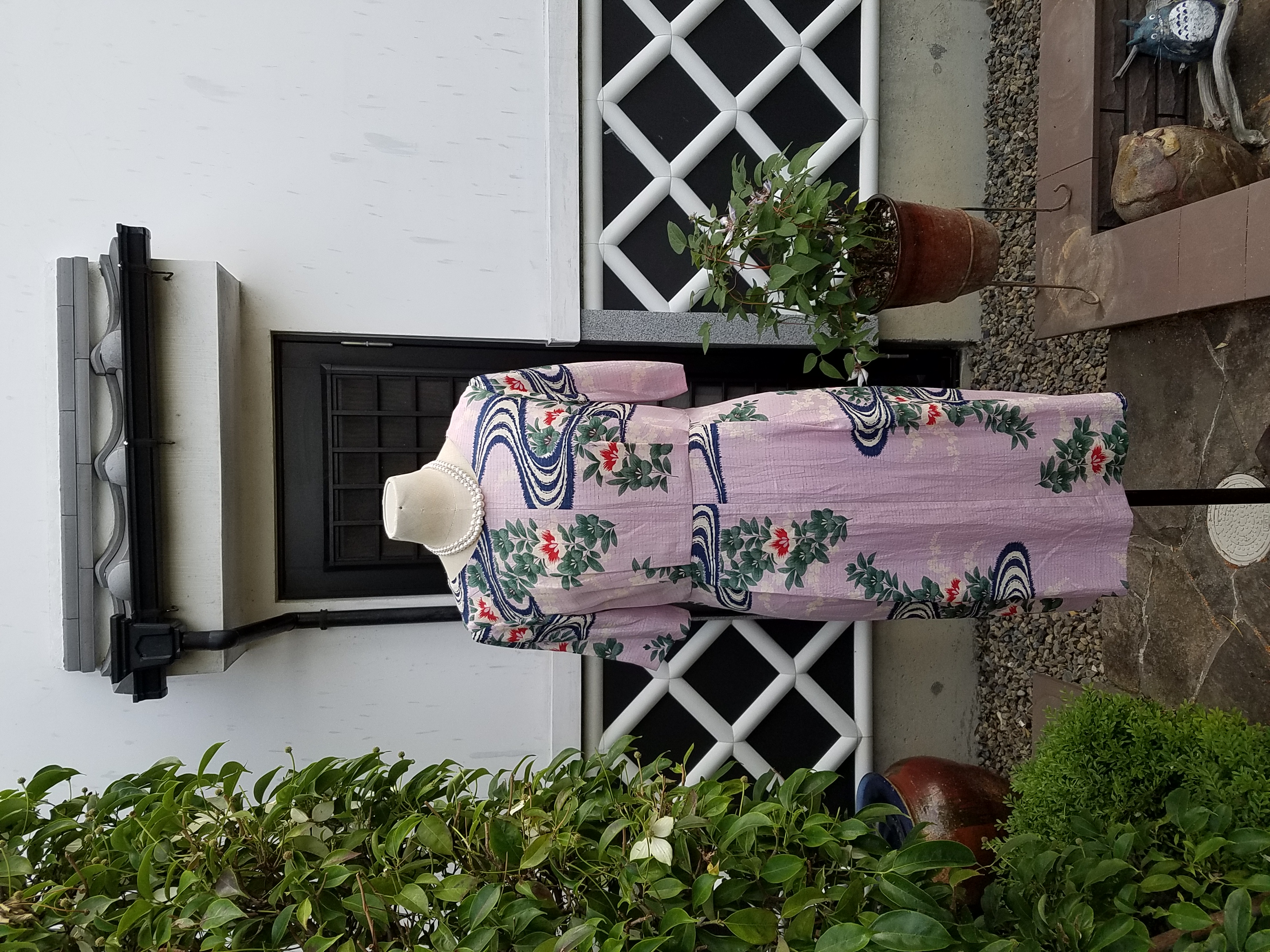 着物リメイク　手作り　花柄　半袖ワンピース 17,750円