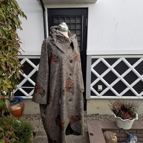 着物リメイク 手作り 逸品 泥大島 コート その他素材 hanahukujun 通販