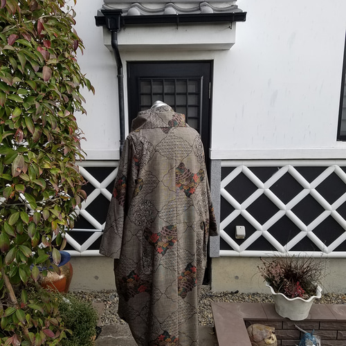 着物リメイク 手作り 逸品 泥大島 コート その他素材