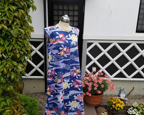 着物リメイク 手作り 紅型染め柄 浴衣 反物 ワンピース その他素材