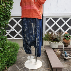着物リメイク　古布手作り　Boro 珍しい型染め　サルエルパンツ　　 5枚目の画像