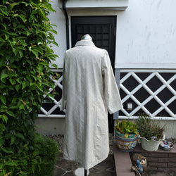 着物リメイク　ハンドメイド　白大島　コートドレス 10枚目の画像