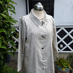 着物リメイク　ハンドメイド　白大島　コートドレス 5枚目の画像