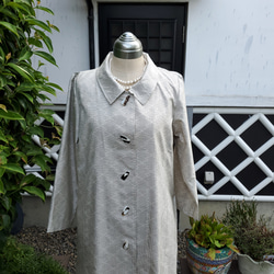 着物リメイク　ハンドメイド　白大島　コートドレス 6枚目の画像