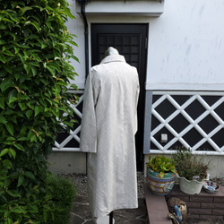 着物リメイク　ハンドメイド　白大島　コートドレス 9枚目の画像