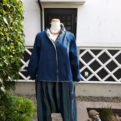 着物リメイク　ハンドメイド　縞　サルエルパンツ(地厚の綿) 7枚目の画像