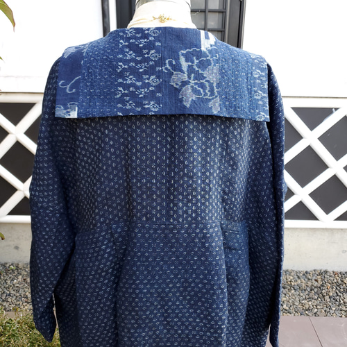 古布リメイク半袖ワンピース 着物リメイク #浴衣地ワンピース #シャツワンピース #古布