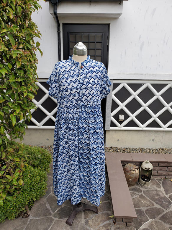 有松絞り❣️風呂敷　　リメイク　ワンピース　藍染❣️ 有松絞り❣️風呂敷リメイクワンピース藍染❣️