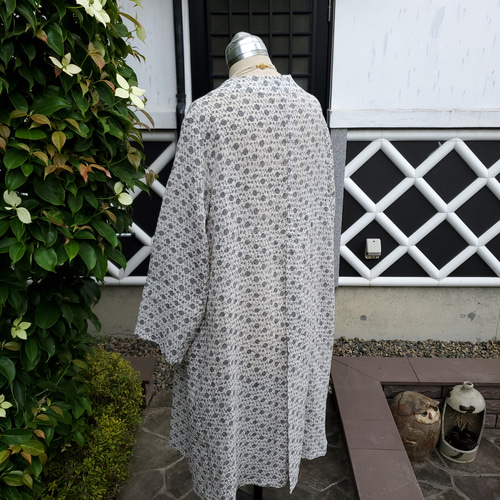 着物リメイク 手作り 小千谷縮 コート ワンピース hanahukujun