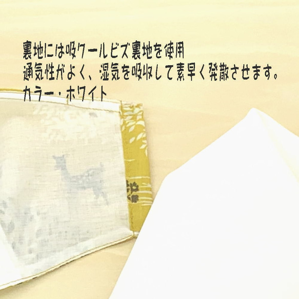 ★吸湿速乾裏地で呼吸が楽なマスク★綿ローン＆吸湿速乾裏地・アジャスター付き 3枚目の画像