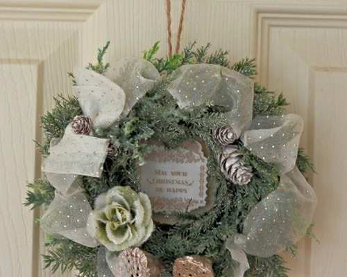 ♪オーガンジーリボンのクリスマスリース♪クリスマススワッグ