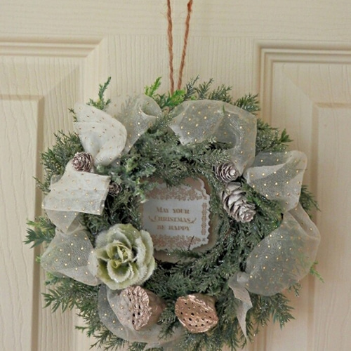 ♪オーガンジーリボンのクリスマスリース♪クリスマススワッグ