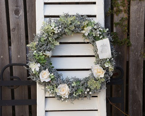 ⚫️プリザーブドウエルカム グリーンリース⚫️ 緑の風がそよぐウェルカムグリーンリース（fw169-1-new）＊玄関ドア