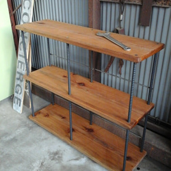 A4サイズぴったり収納｡鉄筋3段ラック｡ 棚・シェルフ・ラック RIN WOOD