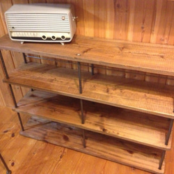 即納】wood iron shelf 970*1200*225 アイアン シェルフ